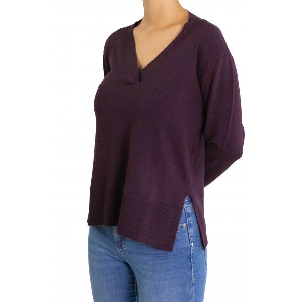 Maglia con scollo a V tinta unita 